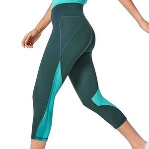 EUC Lululemon Mix & Mesh Crop 21” Teal Green Leggings, Sz. 8
